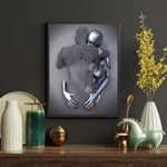HASTHIP Wall Decor Painting for Living Room featuring 11.8x15.7 in 3D Metallic Couple Art | Frameless Modern Canvas