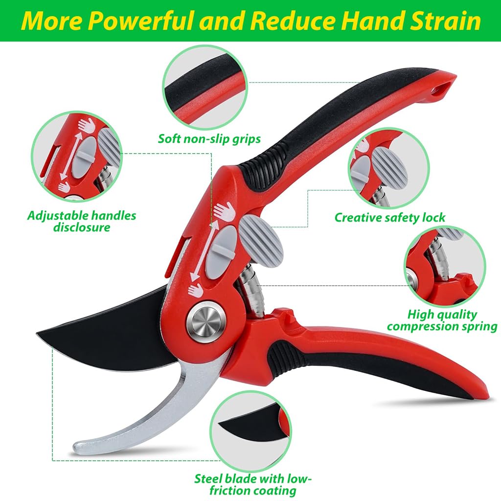 HASTHIP Bypass Pruner for Plants and Flowers with Spring Loaded Mechanism and SK5 Steel Blades