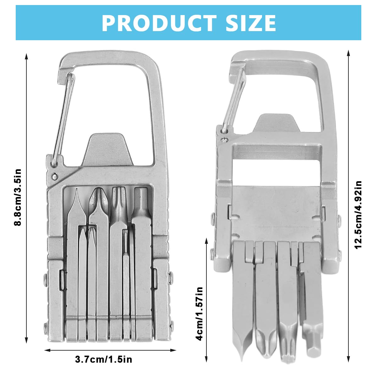 Keychain Multi Tool 12 in 1 Folding Multipurpose Tool with 6 Mini Screwdriver Bits, Cutter, SIM Card Ejector Tool, Bottle Opener Keychain, Phone Holder, Pocket Mini Multitool