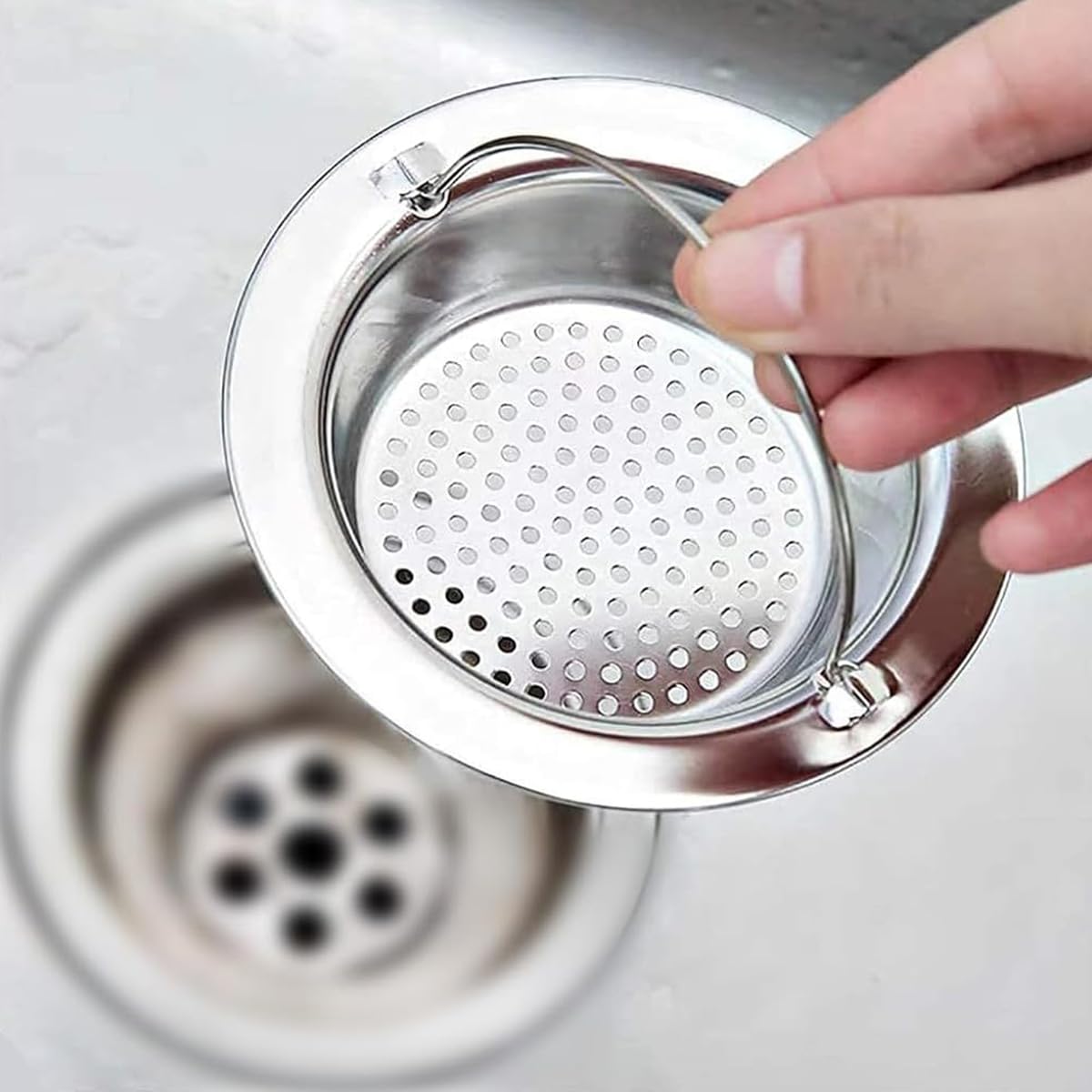 HASTHIP Sink Strainer for Kitchen and Bathroom featuring 3mm Mesh Holes and 4.33 in Size | Stainless Steel 2 Pack