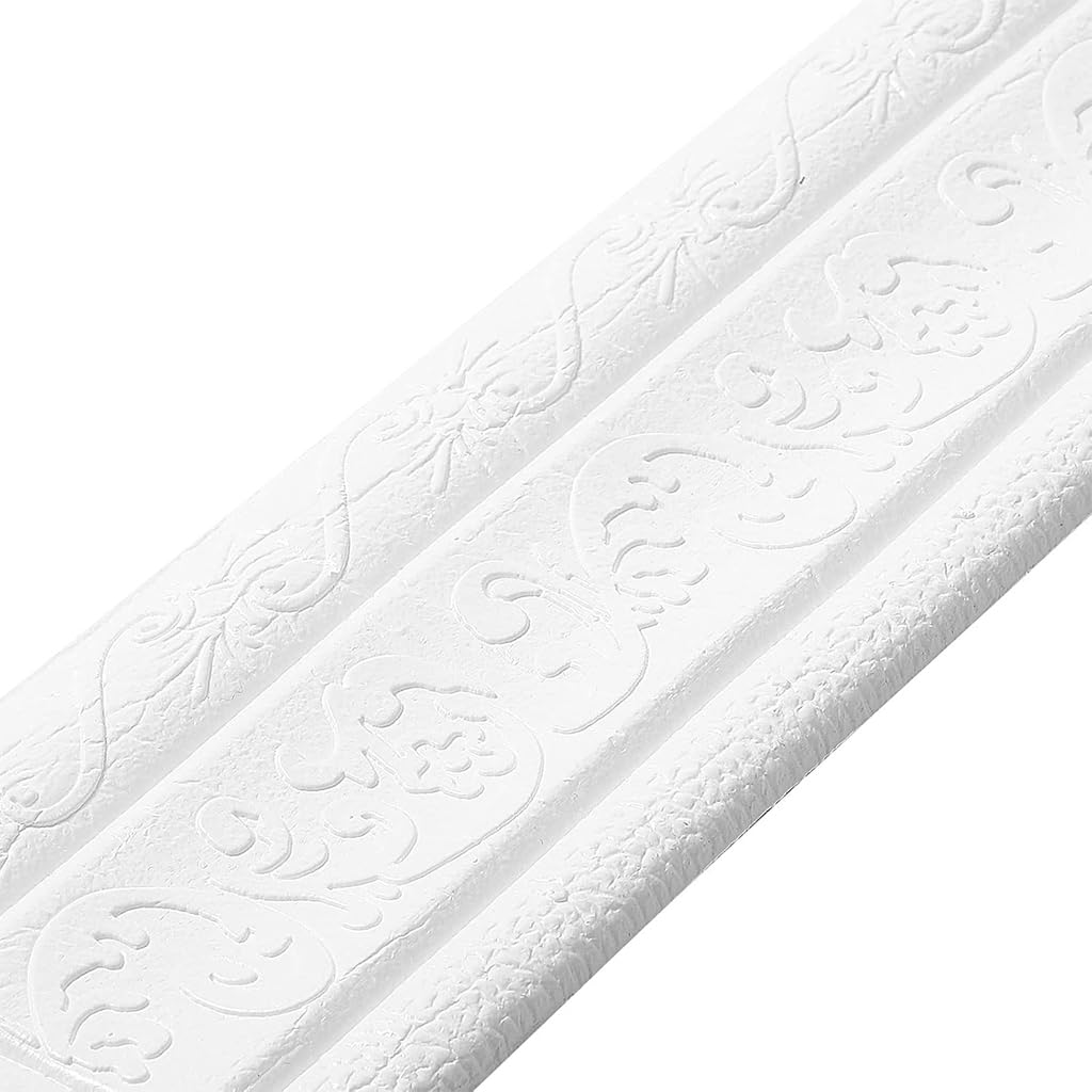 HASTHIP Peel and Stick Wall Molding for Home Decor featuring Self Adhesive 3D Foam Trim 2.3 m x 7.8 cm | Waterproof and Easy to Clean