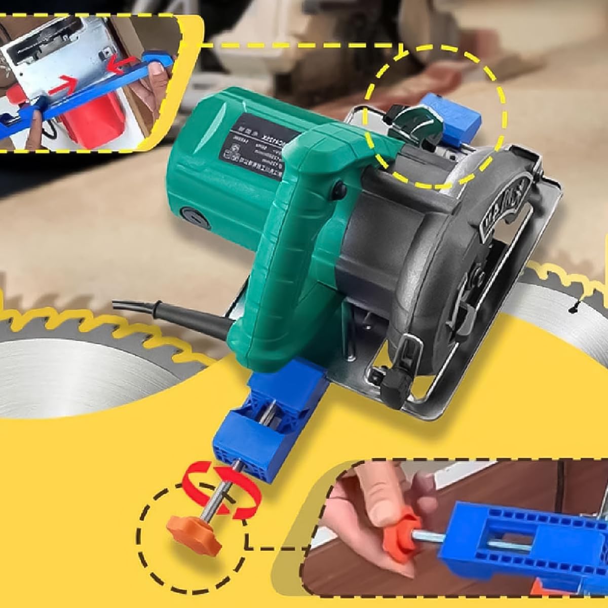 HASTHIP Adjustable Cutting Machine Base Guide Rail for 4 in Circular Saw featuring Knob Adjusting Mechanism with Heavy Duty Plastic and Metal Build | Precision Wood and Marble Cutting 5.7–8.2 in