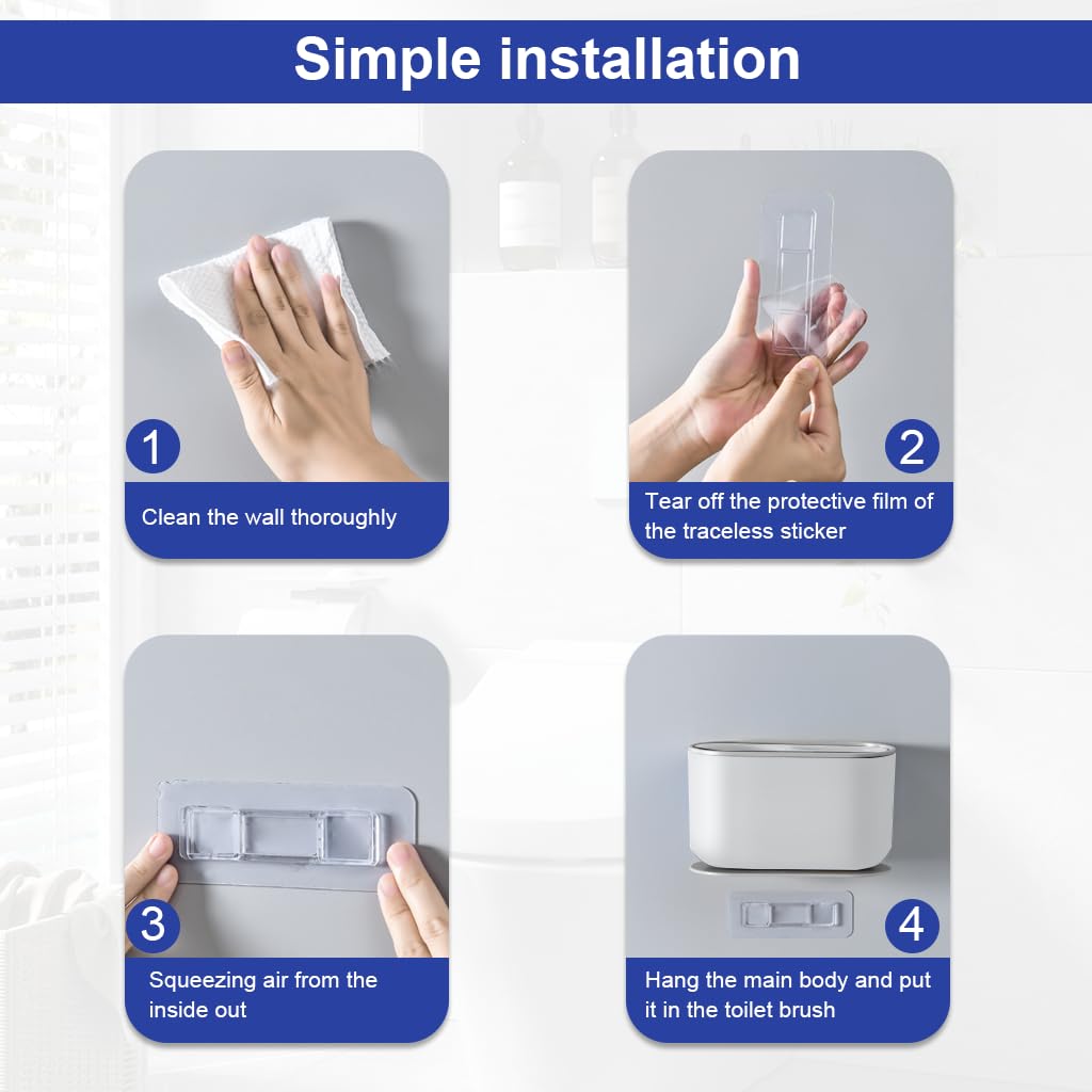 HASTHIP Toilet Brush Kit for Bathroom Cleaning with 3 in 1 Design and Non Abrasive TPR Bristles