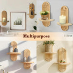 HASTHIP Wall Hanging Candle Shelf for Rustic Décor with Oblong Design and Wooden Grain | Pack of 2 7.79x11.8 in