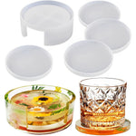 HASTHIP Coaster Resin Moulds Set for DIY Art Crafts with 5pcs 3.54 in Round Silicone Moulds | Easy Demoulding and Reusable