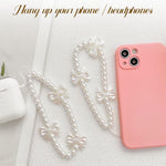 HASTHIP® 4 Piezas Colgantes para Teléfono con Perlas y Lazo Floral, Cuerda con Cuentas Kawaii, Correa de Muñeca Decorativa para Chicas, Accesorio de Móvil Ideal como Regalo