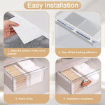 HASTHIP Under Desk Drawer Organizer for Bathroom and Office with No Drill Adhesive | Transparent 3.14 x 4.7 x 3.14 in Pull Out Storage Box