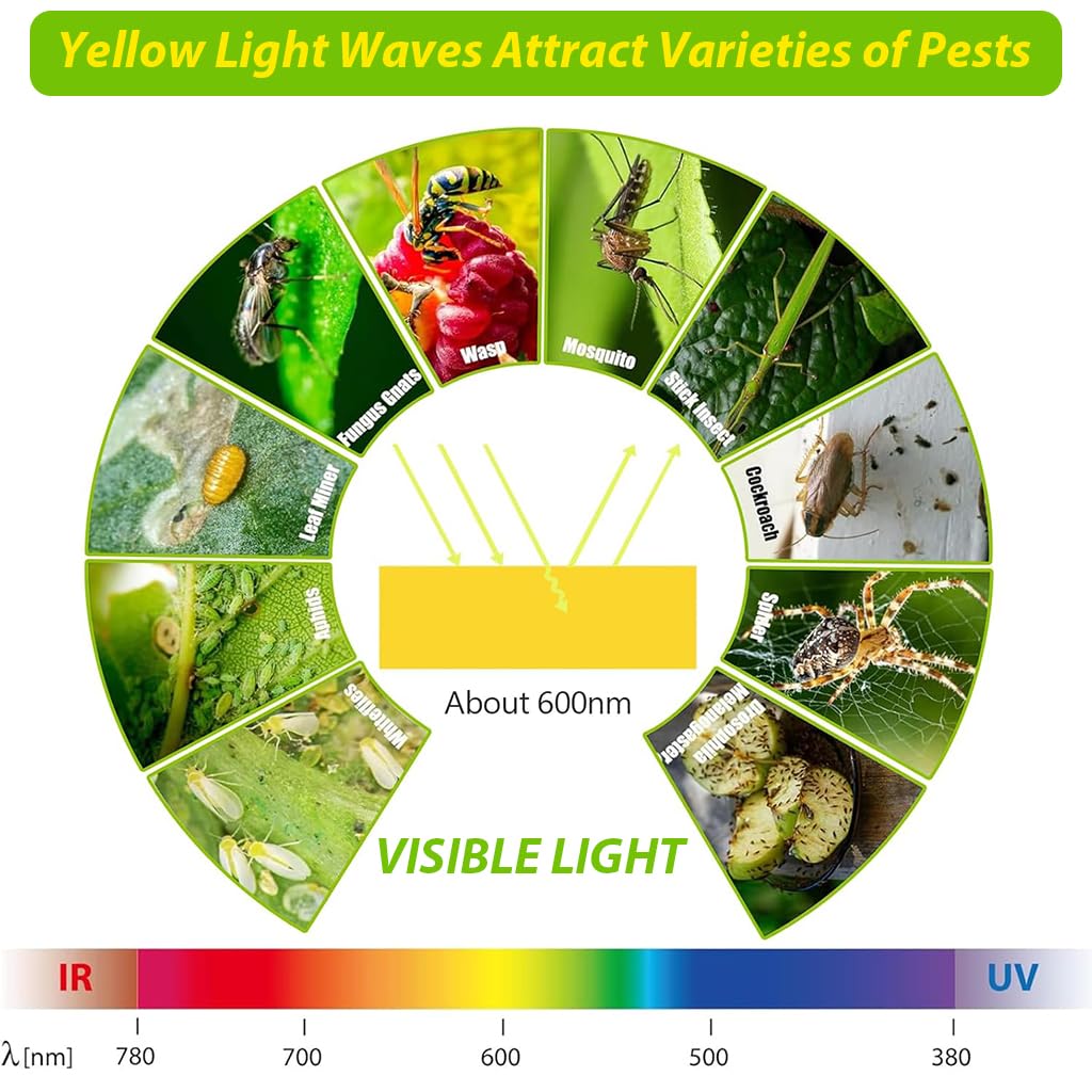 HASTHIP Sticky Bug Trap Strips for Planter Pots with Sticks 10 Count 3.3x3.3cm | Yellow Decorative Pest Control