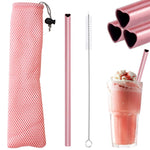 HASTHIP Stainless Steel Drinking Straw for Smoothies and Cocktails with Heart Shape & Cleaning Brush
