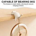 HASTHIP Desk Bag Hooks for Home and Office with Self Adhesive Design | 4 Pcs Cartoon Kitty Hangers