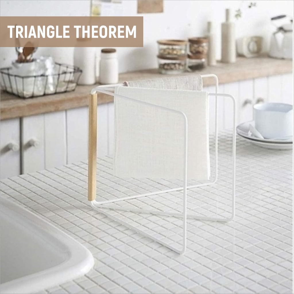 HASTHIP Hand Towel Stand for Countertop with Folding 3 Arms 10.83×0.98×9.84 in | Metal Frame and Wooden Handle