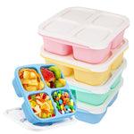 HASTHIP® Canfanni 4 Pcs Snack Box Containers Set, Reusable 4 Compartment Lunchable Container with 2Pcs Sauce Containers, Stackable BPA-Free Bento Box for School, Work, Travel (4 Color)-Multicolor