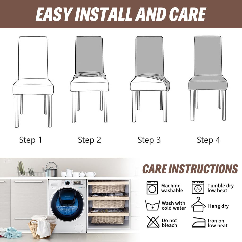 HASTHIP® Dining Chair Cover Set of 6 - Washable Removable Short Dining Chair Covers Protector Seat Slipcover Hotel Velvet Covers - Bronze