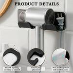 HASTHIP Self Adhesive Hair Dryer Holder Wall Mount with Plug & Cord Organizer (2 Pack)