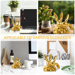 HASTHIP Desk Decor Ornament for Car and Home with 2.76 in Golden Resin Couple Bunny | Cute Gift