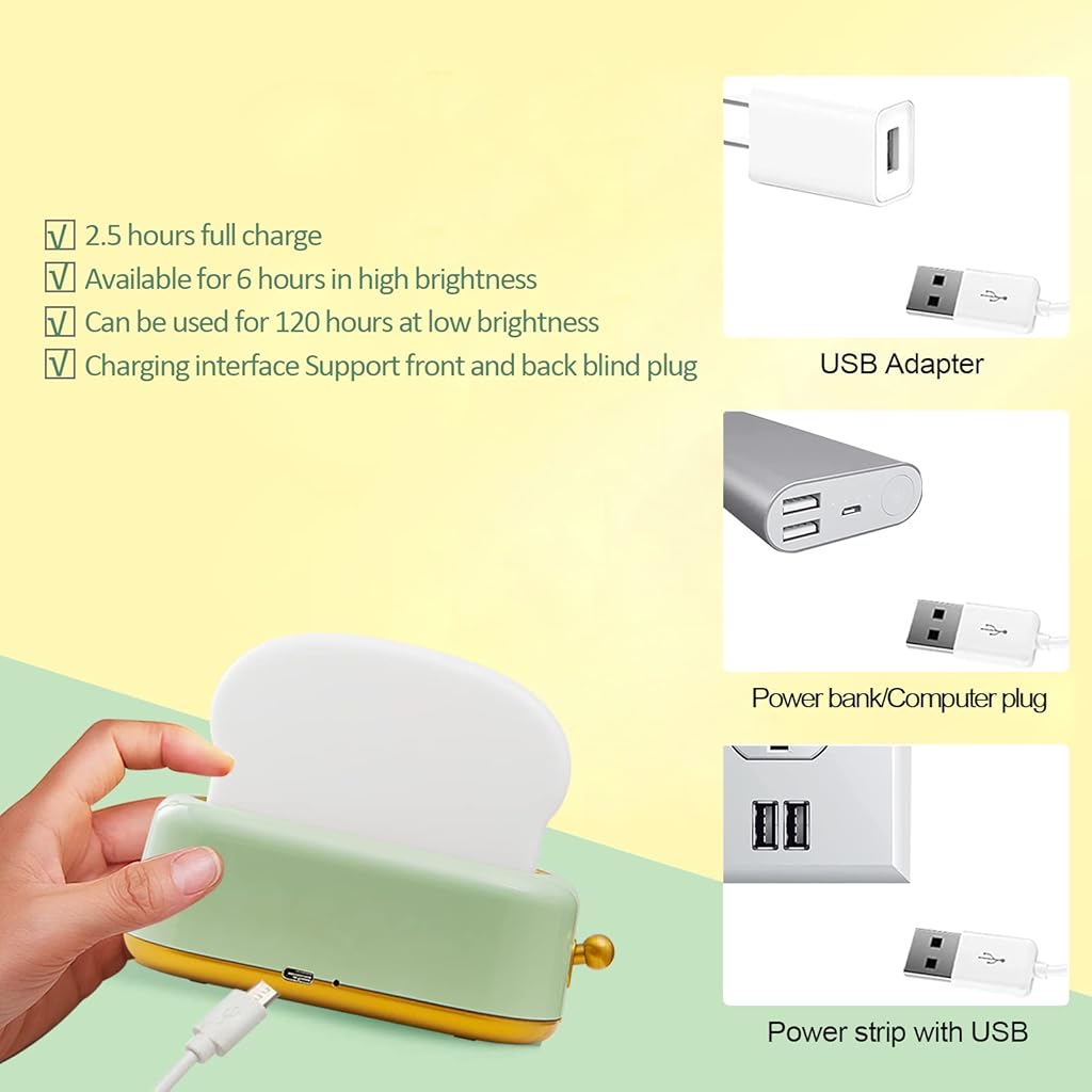 HASTHIP® Night Lamp for Kids LED Desk Lamp, Dimmable Touch Control Bedside Table Light, Rechargeable Eye-Caring Night Light with Adjustable Brightness, Portable for Bedroom, Study, Reading, Home,