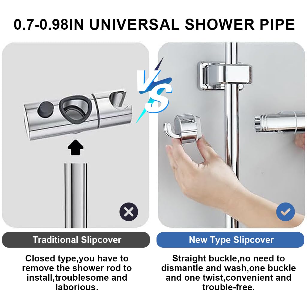Universal Hand Shower Holder, Handheld Shower Head Bracket Adjustable Shower Head Holder Slide Bar 4 Sizes Slip On Lift Bar Brackets Rectangular Rail