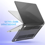 HASTHIP MacBook Air 13.6 Inch Cover for M4 M3 M2 | Snap-On 2-Piece Clear Hard Shell Case Black