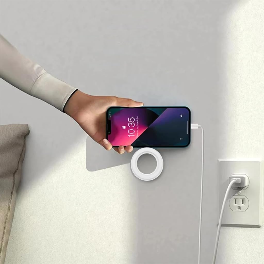 HASTHIP® Magnetic Ring Holder for iPhone 12 13 14 15, Universal MagSafe Compatible Phone Stand, Strong Adhesive Magnetic Mount for Car, Desk, Wall, Foldable Phone Grip, Secure PU Cover Attachment