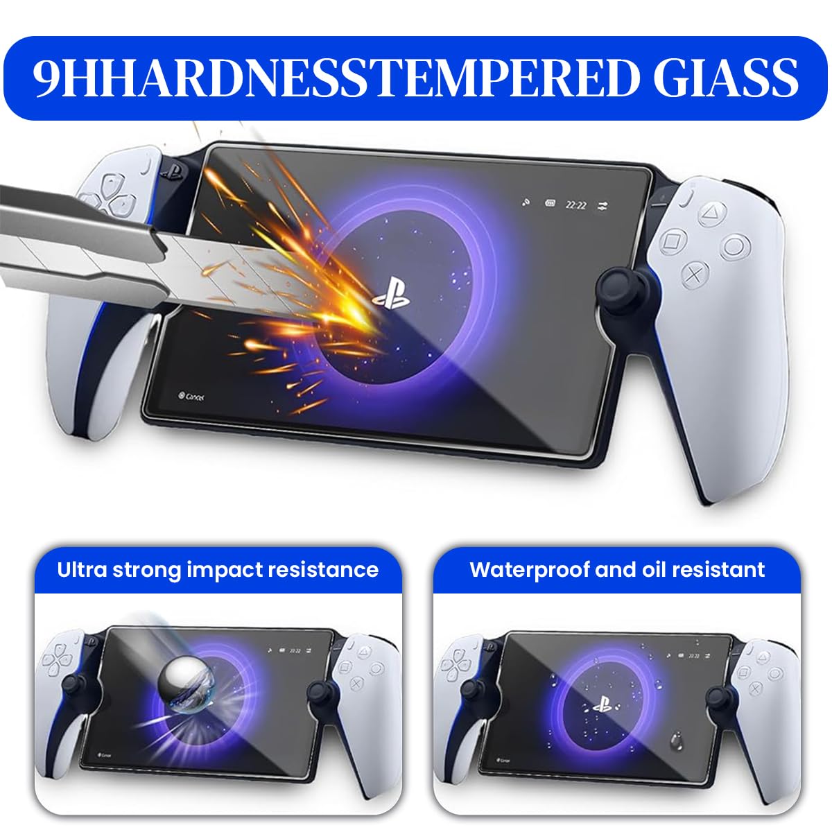 HASTHIP® 2 Packs Screen Protector for Playstation Portal Remote Player 8 inch, Tempered Glass Screen Protector for Playstation 5 Portal Handheld, Ultra HD, Anti-Scratch
