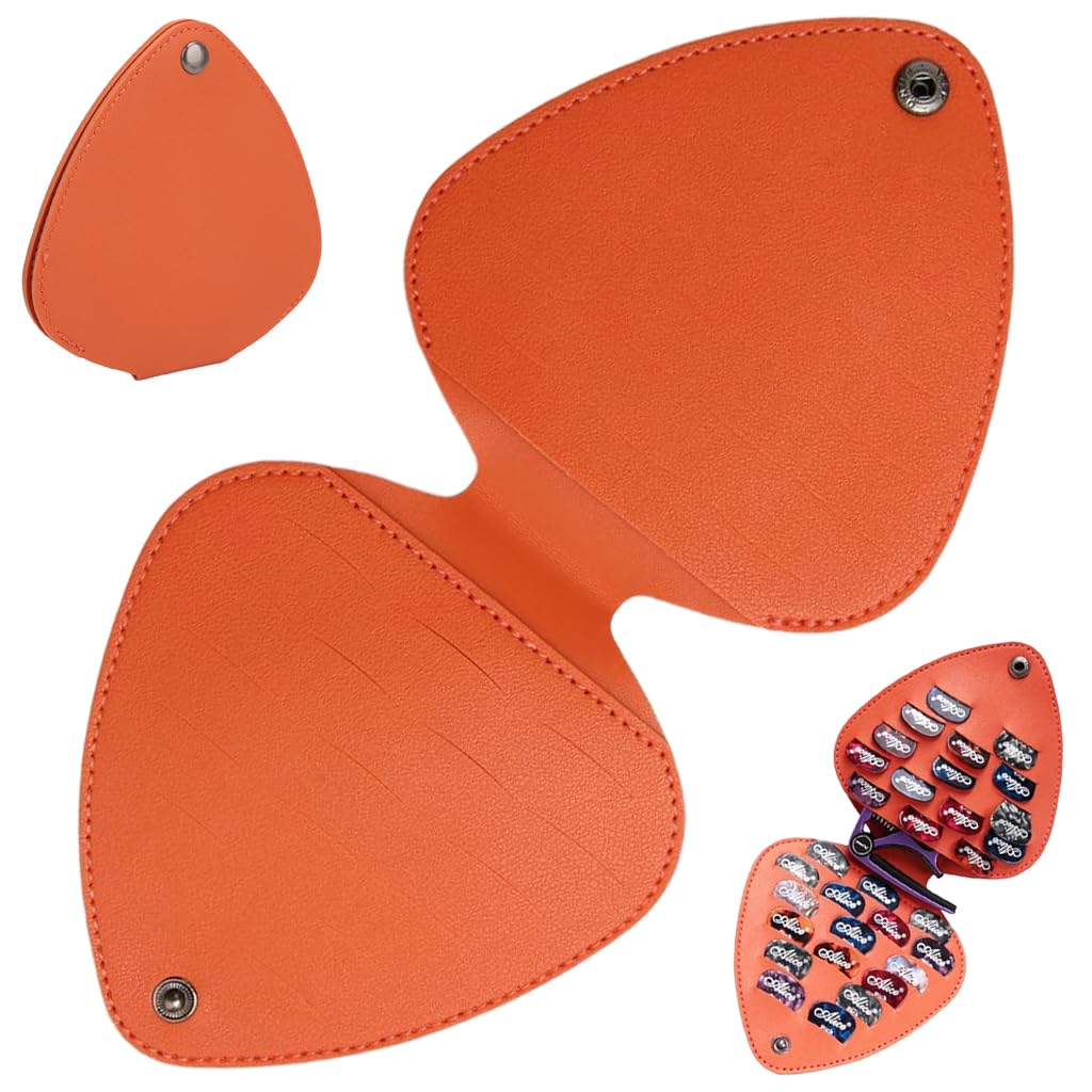 HASTHIP Guitar Pick Holder Case for 32 Picks with Capo Slot in PU Leather | Compact Storage