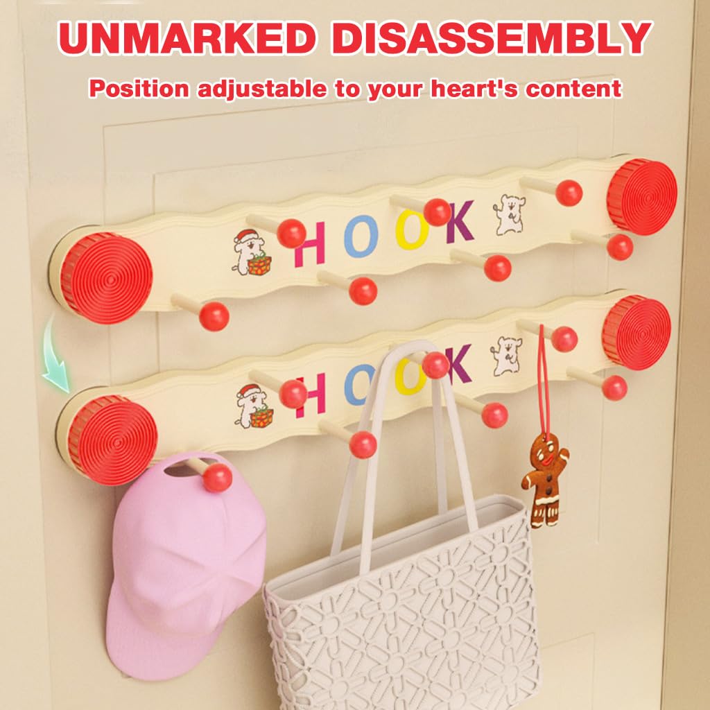 HASTHIP Cloth Hanger for Wall with 7 Hooks featuring Dual-Row Design and Suction Cup Hold | Multicolor Organizer