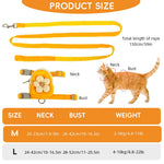 HASTHIP®Dog Cat Harness and Leash Set, Fabric Webbing Puppy Harness with Matching Leash, Mini Zipper Pouch & Cute Yellow Flower Accent, for 2-5kg Small Dogs Cats, L & M (Yellow, M)