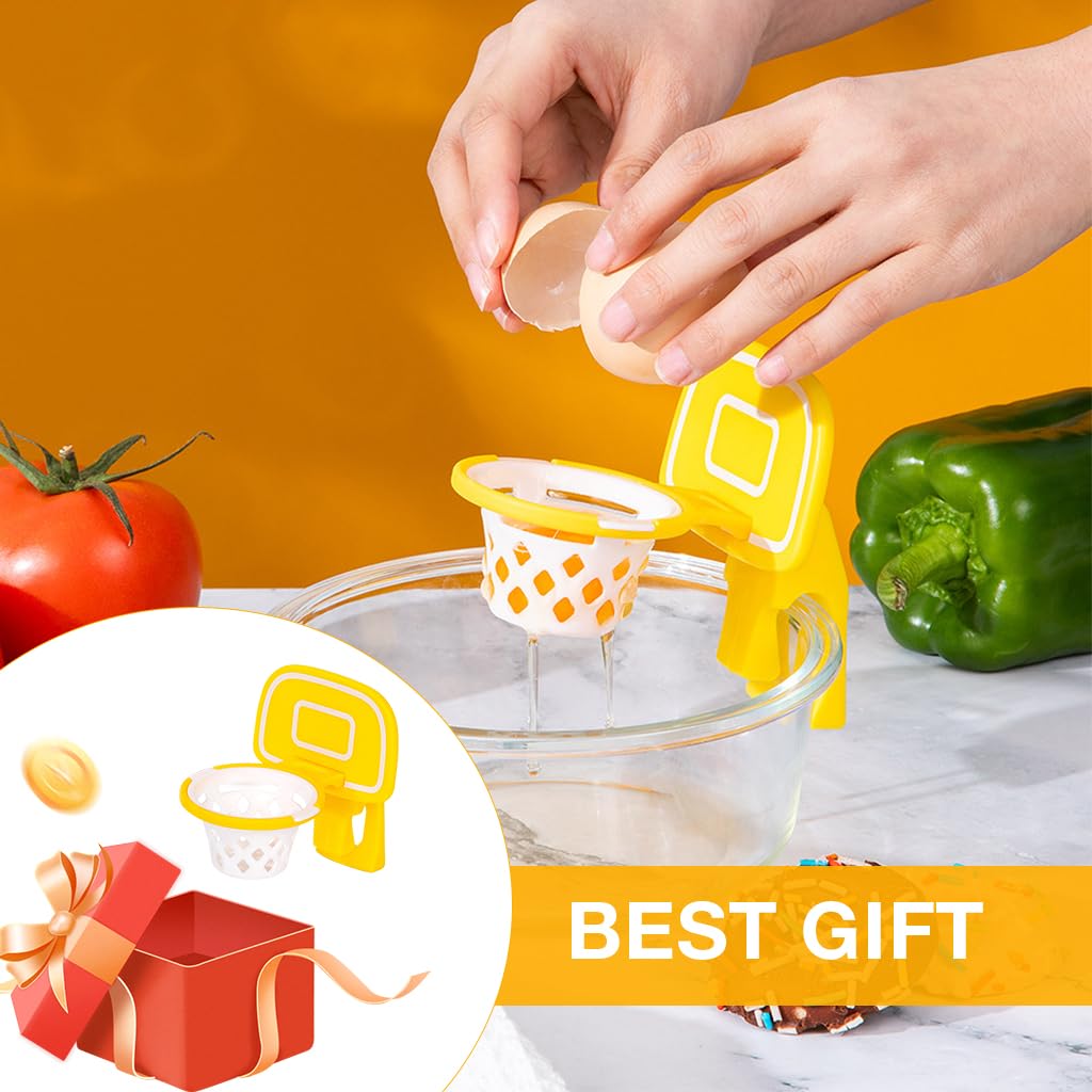 HASTHIP Kitchen Egg Yolk Separator for Baking and Cooking with Clip On Bowl Edge | Fun Basketball Hoop Design and BPA Free Plastic