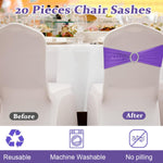 HASTHIP Chair Sashes for Wedding Banquet and Party featuring Tie Free Spandex Bands 20Pack Purple
