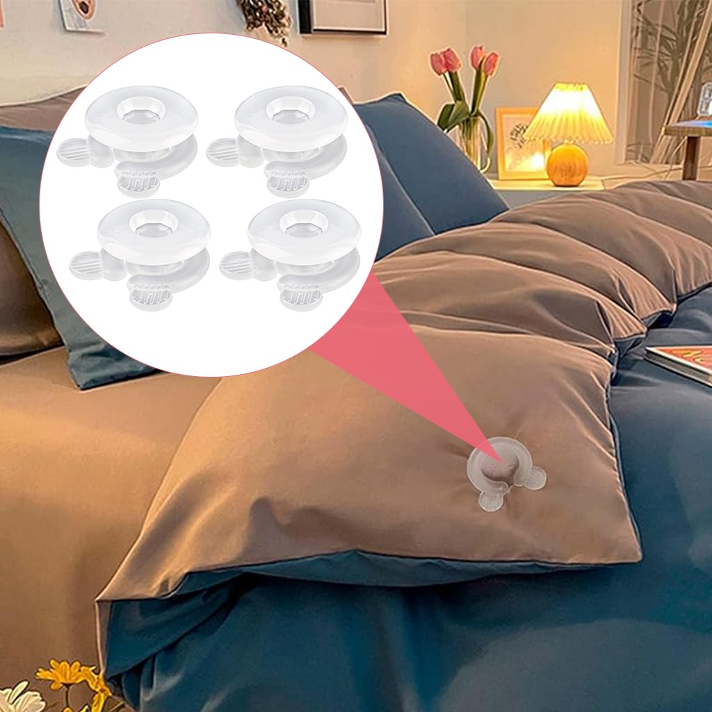 HASTHIP Duvet Clips for Secure Bedding with Anti Slip Snap On Design | 4 Clear Fasteners