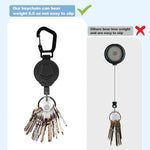 Heavy Duty Retractable Keychain with Carabiner, Retractable ID Badge Holder Clip Retractable Badge Reel with 31.7" Steel Retractable Cord, Multitool Carabiner Anti-Lost Key Chain Holder