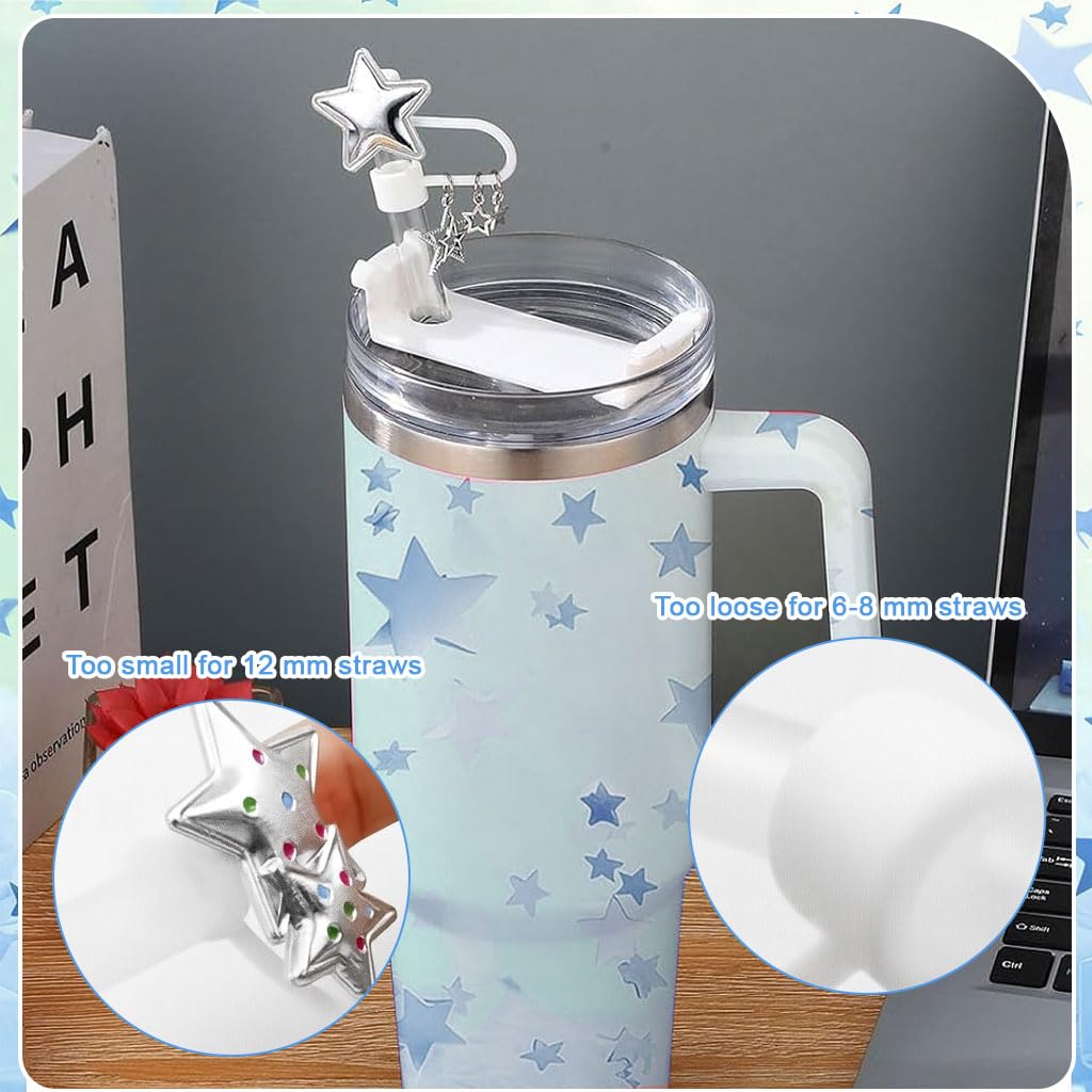 HASTHIP Straw Cover Caps for 10mm Straws featuring Anti Slip Grip and Star Charm | Travel Use