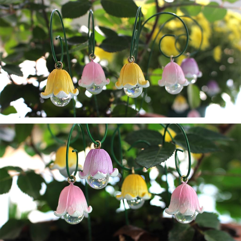 HASTHIP® Resin Garden Decors Set of 9 Pcs Lily of the Valley Garden Decoration DIY Assembly Flower Pot Decoration Insert-in Flower Decoration Outdoor Lawn Decorations Home Decorations