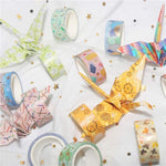 HASTHIP® 12 Rolls Gold Foil Flower Decorative Masking Tape Scrapbooking for DIY Art Crafts Gift Wrapping Holiday Decoration Yellow 2PCS