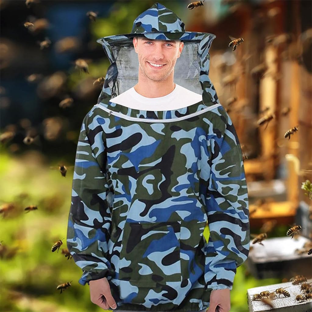 HASTHIP Bee Suit for Beekeeping with Detachable Veil Hat and Elastic Cuff Hem | 3 PCS Protective Top