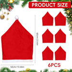HASTHIP Christmas Chair Covers for Dining Room with 6PCS Set and Red Santa Hat Design
