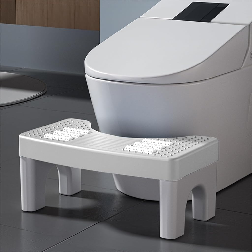 HASTHIP® Foot Massage Squatty Potty for Adults Elders 2 in 1 Bathroom Toilet Stool with 6 Foot Massager Rollers Anti-slip Bumps Surface Squatty Potty, 40x21x17cm