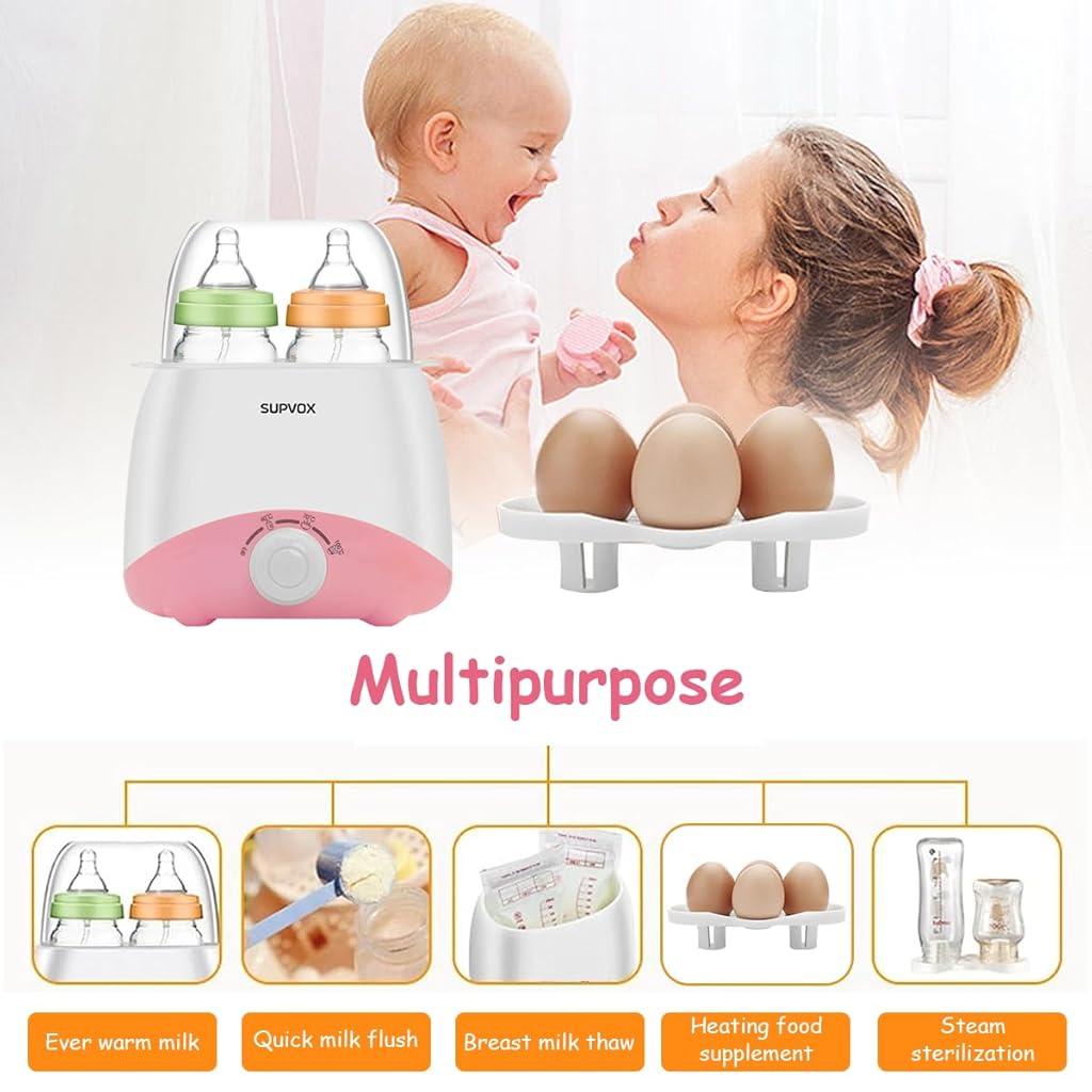 HASTHIP® Calentador de Biberones Eléctrico 6 en 1 para Bebés,Esterilizador de Botellas Rápido 8-15 Min,Mantiene Calor 24H Calentamiento Alimentos Temporizador y Temperatura Ajustable