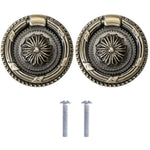HASTHIP Antique Brass Drop Ring Pulls for Cabinet & Drawer 2PCS