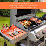 HASTHIP® Silicone Grill Mat Compatible - Utensils Organizer Mat - Kitchen Drain Mat - Silicone Griddle Tools Mat with Drip Pad - Heat Resistant Grill Mat - Seasoning Bottles Tray & Kitchen Utensils