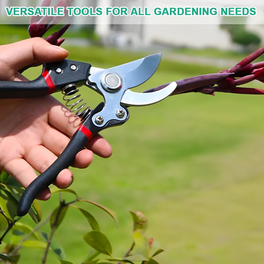 HASTHIP Gardening Cutter Tool Kit with 5 Pcs SK5 Steel Blades and Ergonomic Handles for Home Garden | Includes Pruning Shear and Saw