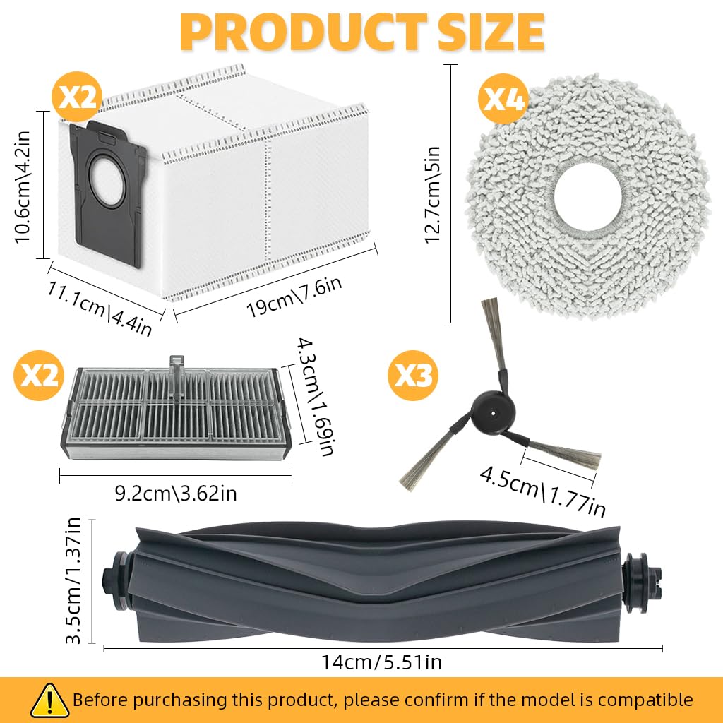 HASTHIP Replacement Parts for Dreame X40 Ultra Vacuum with 12Pcs Kit and 1 Main Roller Brush