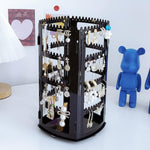 HASTHIP Jewelry Organizer for Earrings and Necklaces with 156 Holes and 360 Rotation | Black Acrylic 4 Tier Stand