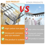 HASTHIP Retractable Cloth Drying Stand for Balcony and Bathroom with 38–55cm Adjustable Design featuring Carbon Steel Construction | Space Saving Laundry Rack