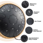 HASTHIP Steel Tongue Drum for Meditation with 15 Notes 13 in Titanium Alloy | Black Handpan Instrument
