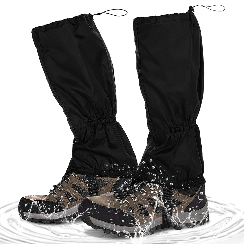 HASTHIP® Polainas Impermeables y Cortaviento para Senderismo y Escalada,Polainas Ligeras Ajustables con Cinturón Antideslizante,Protección de Pierna Resistente al Polvo al Agua para