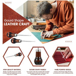 4 Pcs Awl Tool Needles Sewing Awl Hand Stitcher Gourd Shape Leather Craft Cloth Wooden Handle Scratch Awl Tool Pin Punching for Canvas Leather Pouch Hole DIY Shoes Repair