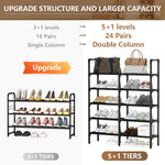HASTHIP Shoe Rack for Entryway with 5 Tiers featuring DIY Assembly and Black Metal Frame | 96x90x23 cm Freestanding Organizer