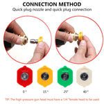 HASTHIP® 7-Spray Angle & Mode Nozzle Tip Set, High Pressure 4000 PSI, 1/4'' Quick Connect, Stainless Steel & Plastic, Universal Sprayer Accessory, Long Range for Hard-To-Reach Areas, Multi-Color