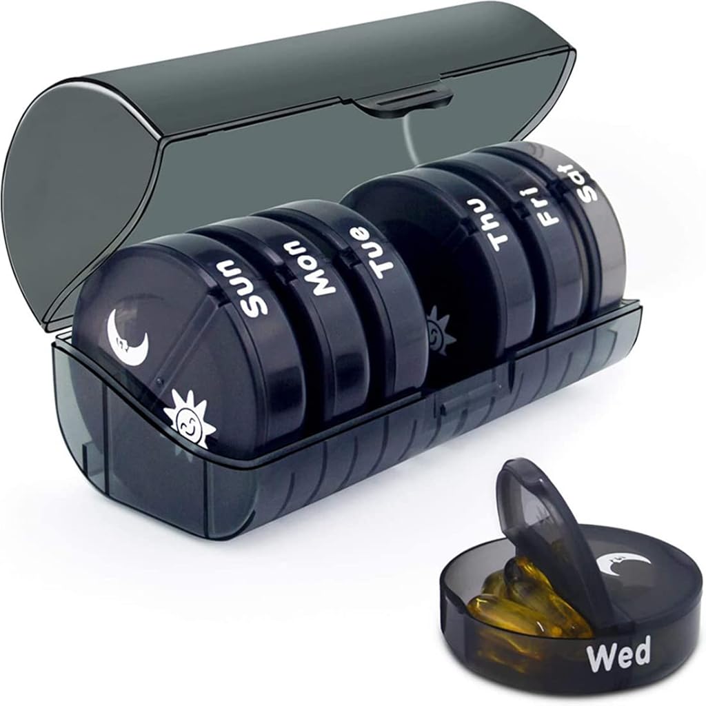 HASTHIP® Pill Organizer Weekly Pill Box 7 Day 2 T